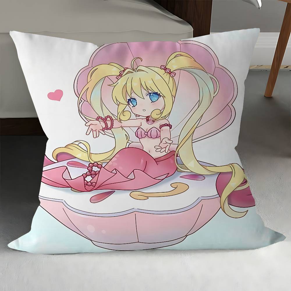 

Anime M-Mermaid Melody Pillow Covers Cartoon Sofa Decorative Home Double-sided Printing Short Plush Cute Cushion Cover 12x12Inch