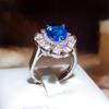 Silver New Bright Luminous Love Flowers Color Sapphire Diamond Ring Female Multi-faceted Zircon Jewelry Party Gift