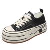 Popular high-value thick-soled muffin heightening little white shoes canvas shoes niche design high-end casual sports shoes
