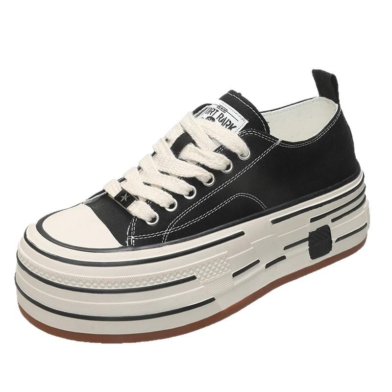 Popular high-value thick-soled muffin heightening little white shoes canvas shoes niche design high-end casual sports shoes