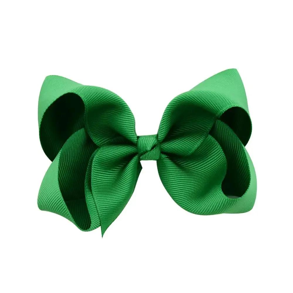 3/4/6/8inch  Boutique Handmade Colorful Solid Ribbon Grosgrain Hair Bow with Clips for Kids Girls Hair Accessories