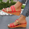 Fashion Comfortable Women's Contrast Color Wedge Sandals Casual Open Toe Summer Shoes Women Lightweight Non Slip Beach Sandalias Mujer