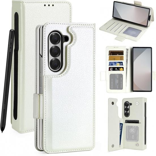 Vofolen for Samsung Galaxy Z Fold 6 Case with Card Holder & S Pen Holder, PU Leather Flip Case with Magnetic Clasp Kickstand Heavy Duty Rugged Wallet