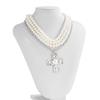 Pearls Crosses Necklace for Women Elegant Gold Layer Choker with Statement Pendant and Buckles Chain Adjustable