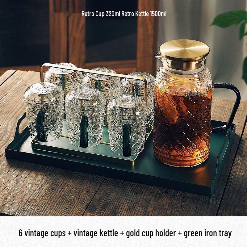 Retro Begonia Flower Glass Tea Set