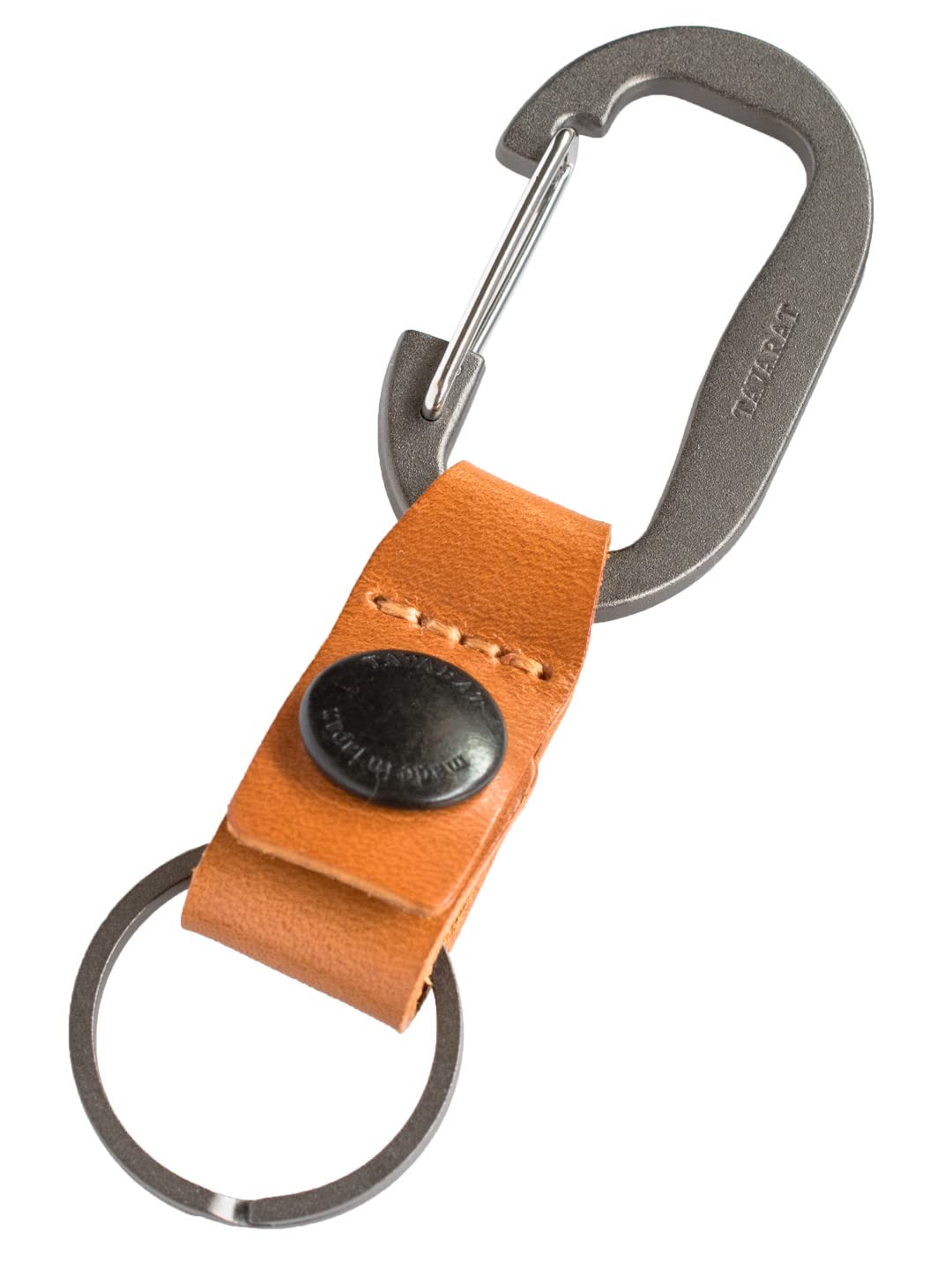 

TAVARAT Genuine Leather Made in Brass Key Gift Men s Keychain, Japan, Ring, (Black-Camel)