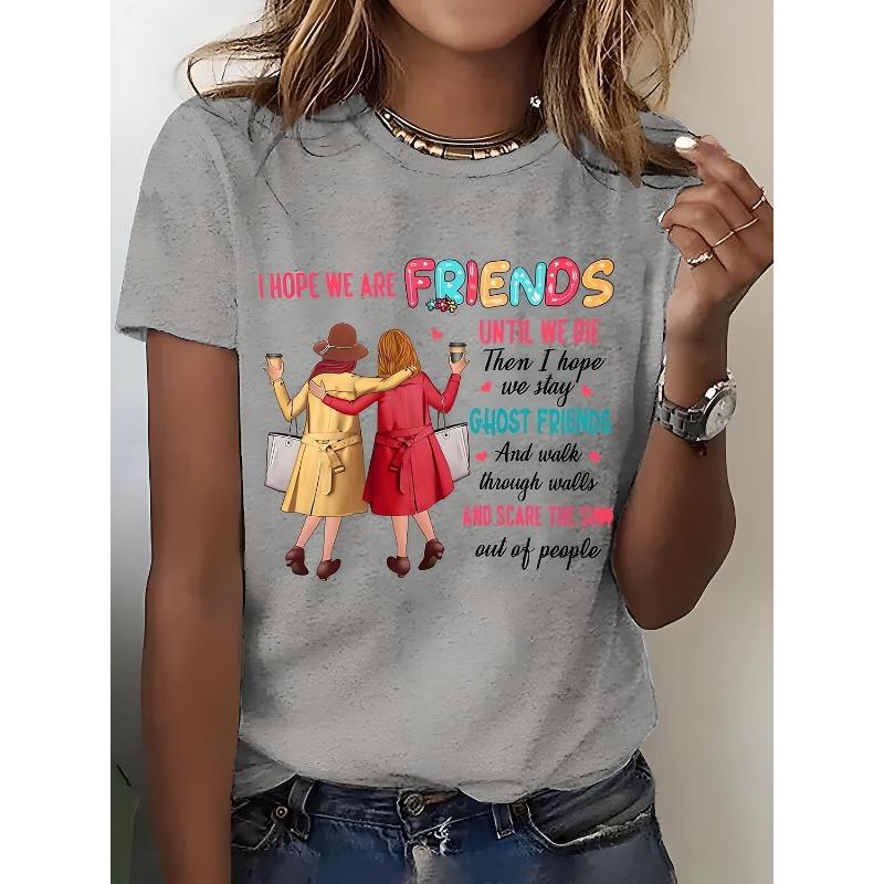 Women's T Shirt Print Graphic Letter Vintage Stylish Classic Short Sleeve Crew Neck Round Neck Regular Tops