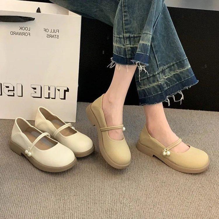 Soft-soled Mary Jane low-heeled small leather shoes women's spring French evening wind single shoes 2025 new fairy gentle shoes