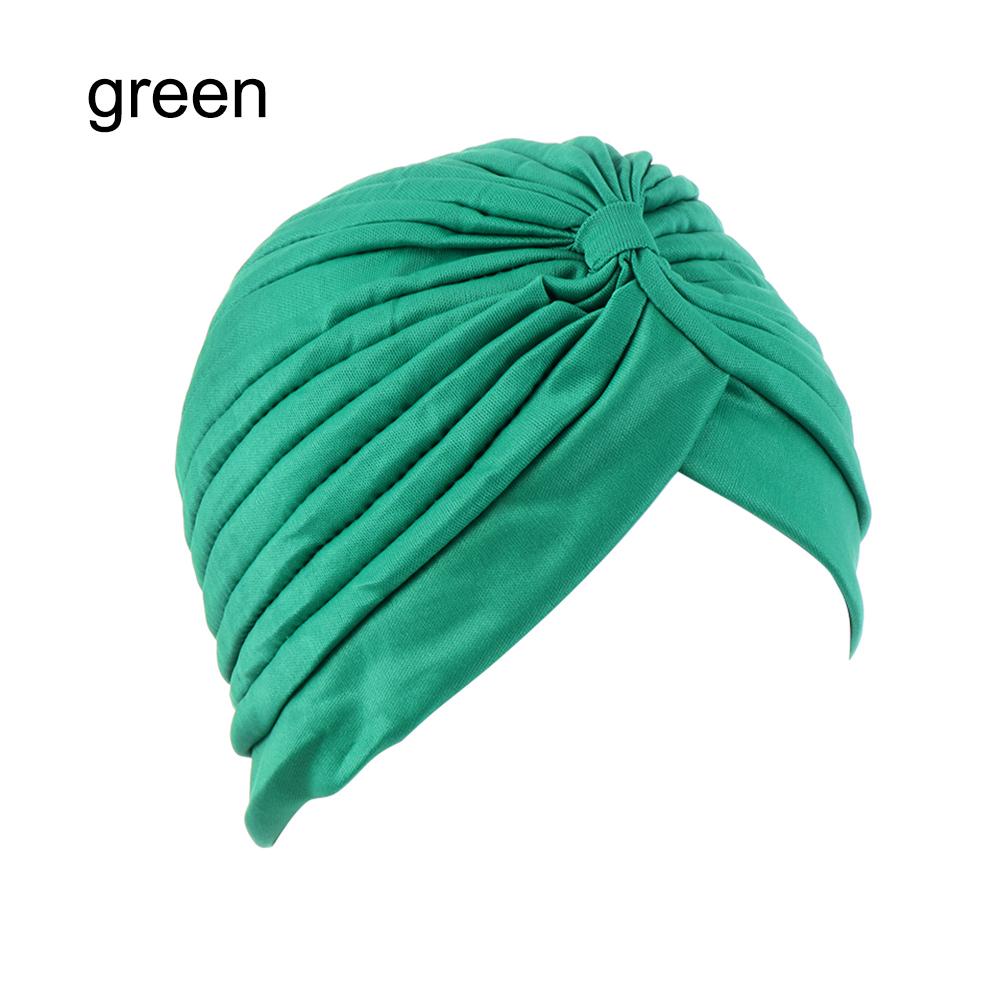 Solid Color Women Elastic Cotton Fold Turban Hat Soft Bonnet Muslim Hijab Ladies Head Wrap Warm Beanies Chemo Hat