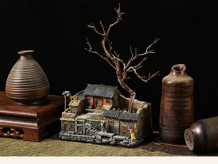 New Zen Bonsai Ornaments for Living Room or Office - Porcelain Micro-Landscape Decor for Bookcase and Desktop.