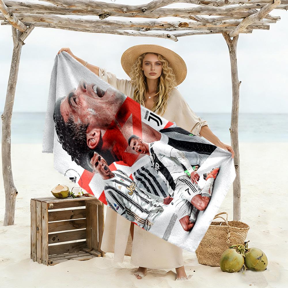 Ronaldo's Electric Celebration Beach Towel Super Soft & Absorbent Comfortable Lightweight Suitable for Swimming, Gym, Camping, Yoga Vacation