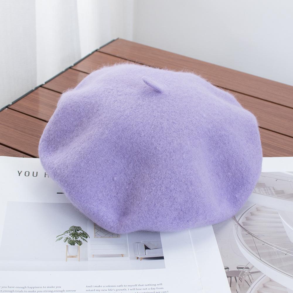 Berretto Donna Britannico Vintage Autunno e Inverno Lana Pittore Cappello Signora Cappello Bocciolo Versatile Tendenza ins