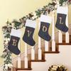Holiday Christmas Stocking with Faux Fur Cuff Embroidered Letter A Design Classic Hanging Decoration for Fireplace Mantel or Wall Display
