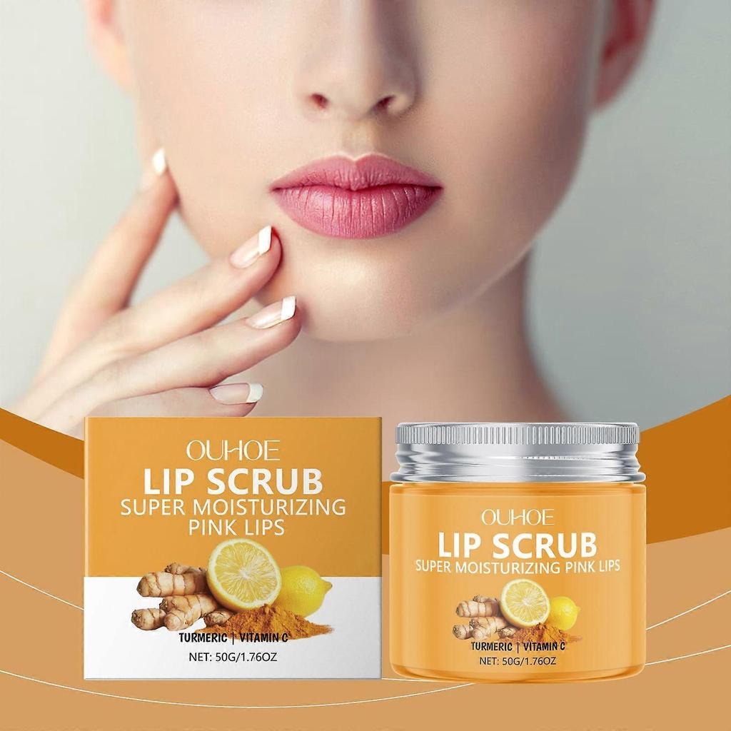 OUHOE Turmeric Lip Scrub, Moisturizes, Cleanses, Exfoliates And Softeners Lips Skin Lip Care Lip Balm
