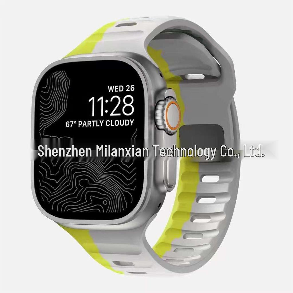 iWatch7 Diamond Buckle Horizontal Stripe S9 Silicone Strap for Apple Watch 8/Ultra