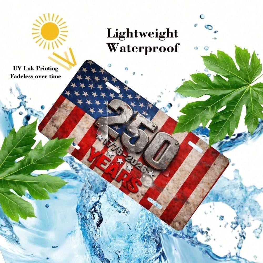 1776-2026 US 250th Anniversary Patriotic License Plate 5.9x11.8in Aluminum Car Tag