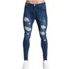 Herrenmode Denim Lochhose Distressed Jeans Lange Bleistifthose Streetwear