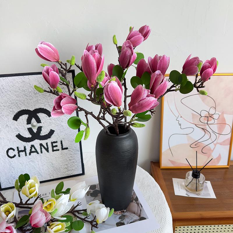 Chinese Style Magnolia Artificial Flower Decoration for Living Room and Dining Table