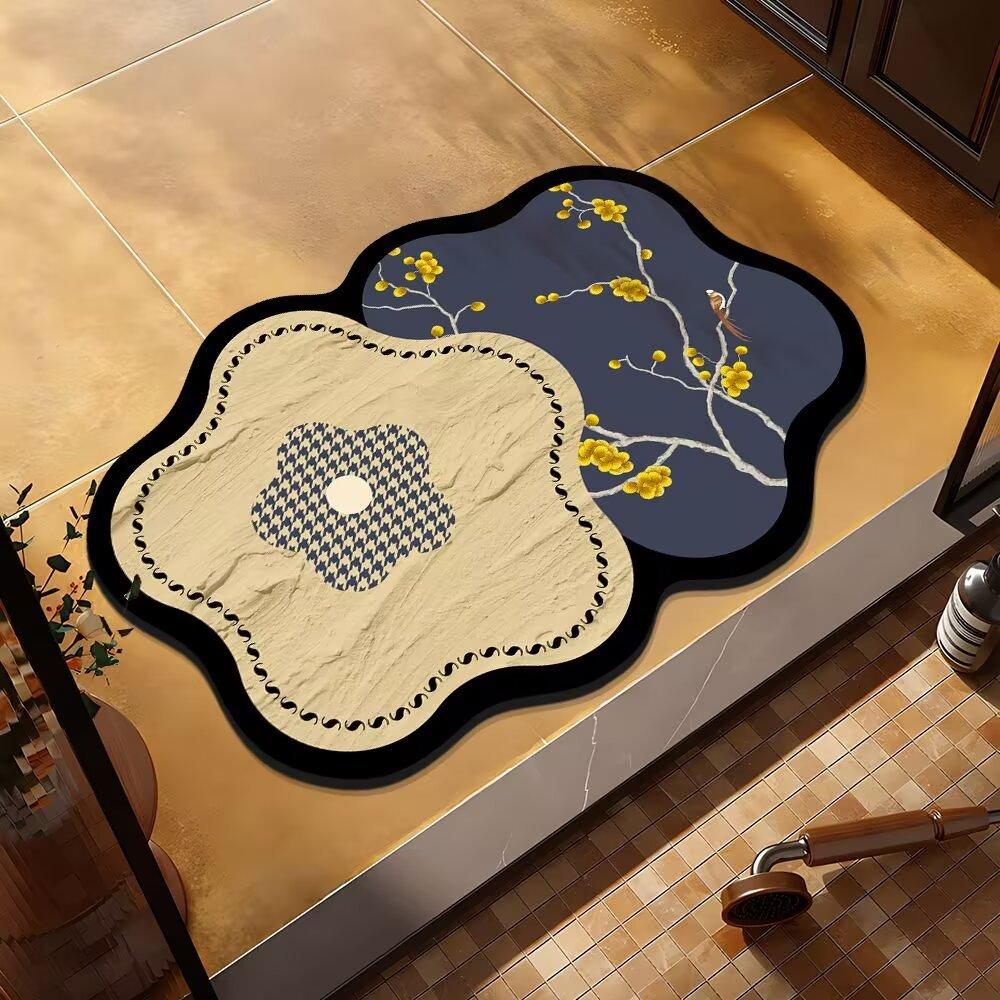 Special-shaped Flower Bathroom Floor Mat Washroom Door Wash Under Non-slip Absorbent Wear-resistant Foot Mat Door Mat
