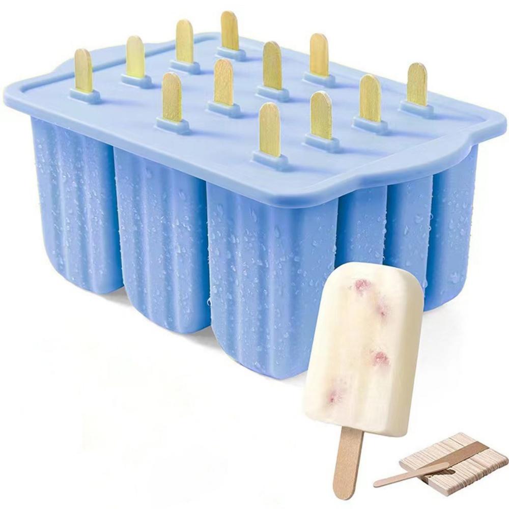Ice Cream Tools With Wooden Sticks Silicone Popsicle Molds DIY Ice Cream Silicone Mold Popsicle Maker Homemade Popsicle Molds