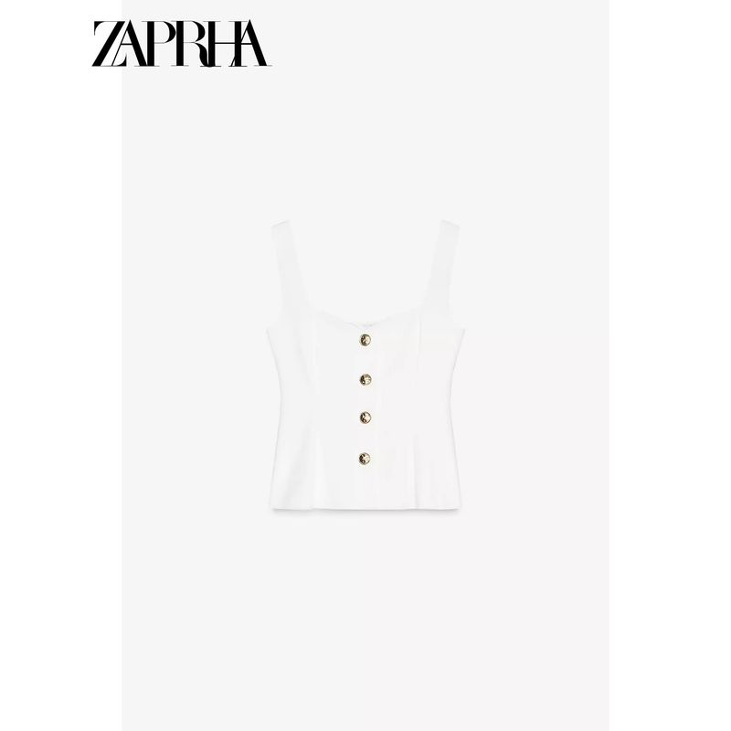 Zaprha 2025 New Arrival Fashion Sweet Square Collar Short Skirt Hem Elastic Vest Tops Female 5584229