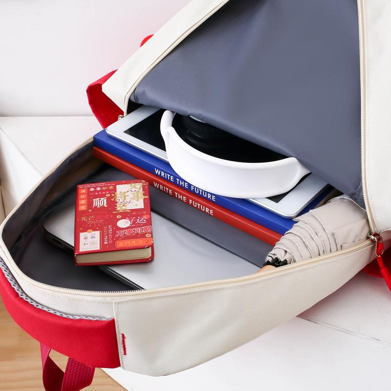 Five-Piece Backpack Set Women's Bear Printed Backpack Student Color Contrast Schoolbag