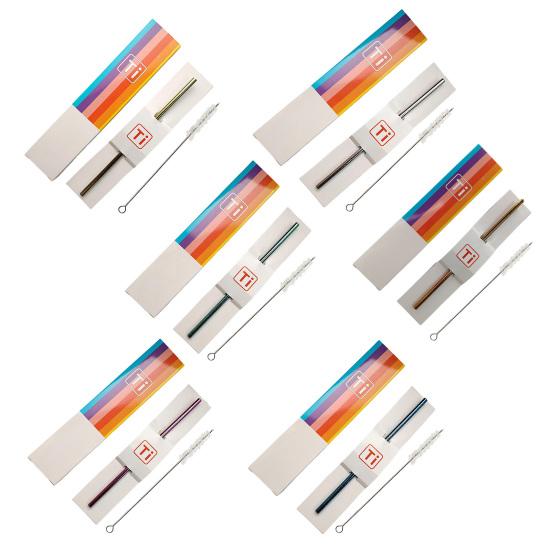 Cannuccia in Acciaio Inossidabile Design Fiore di Ghiaccio Colorato Resistente alla Corrosione Leggera Cannuccia da Bevanda con Spazzolino di Pulizia Senza BPA Cannuccia Metallica