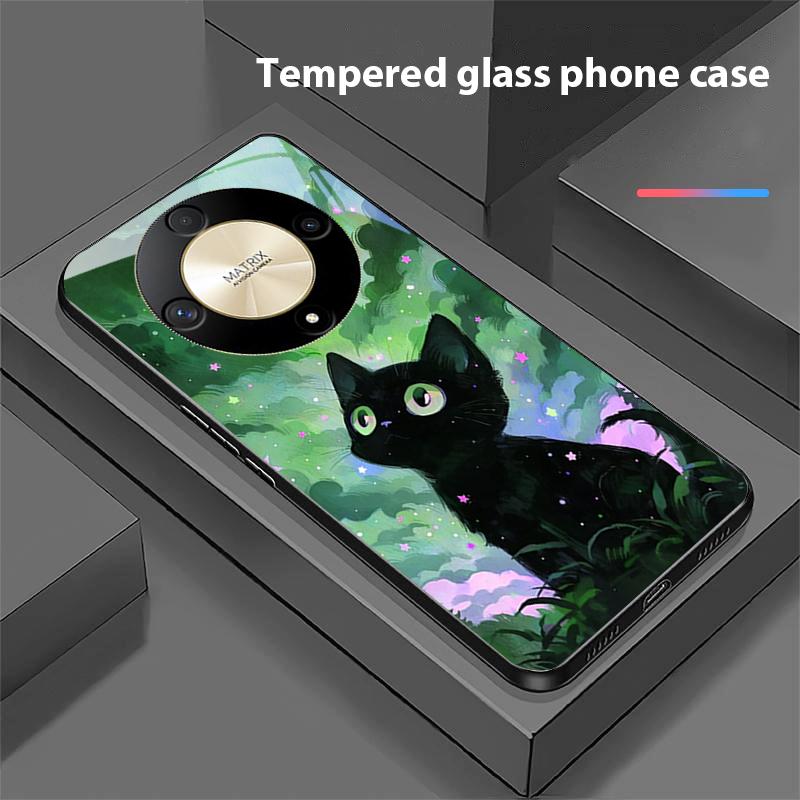 Cute Little Cat For Honor Magic 6 50 70 90 Lite X7b 200 Pro Nova 10 Nova 5T X6 P30 Pura 70 Ultra Tempered Glass Phone Case