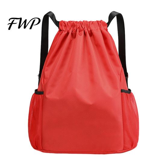 Swimming Gear Bag Sports Backpack, Drawstring Gym Backpack with Side Mesh Pockets, Double Pocket Waterproof Workout for Basketball Soccer Swim