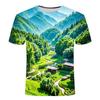 2024 Summer New 3D Printed Short Sleeved Personalized Creative Trend Bamboo Forest Series Men's and Women's Round Neck T-shirt