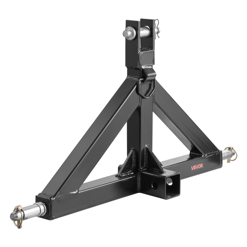 VEVOR Receptor de Enganche de 3 Puntos con Receptor de 2 Pulgadas, Accesorio de Enganche Rápido de 3 Puntos, Capacidad de 3,000 lbs, Adaptador de Barra de Tiro Pesada para Tractor