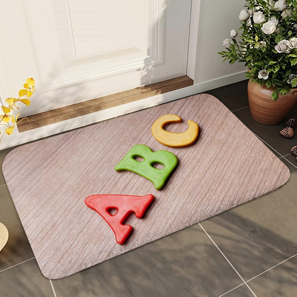 1pc Letter Bathroom Absorbent Mats Anti-Slip Mats Home Decor Supplies Carpets Home Kitchen Floor Mats
