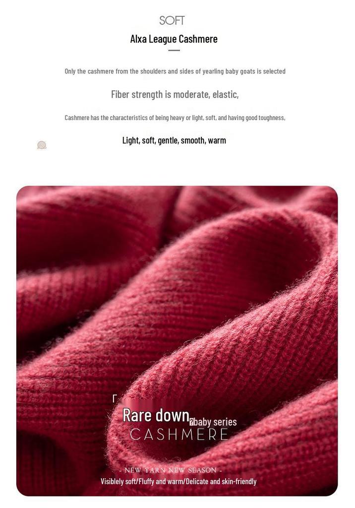 Women's Autumn Winter Round Neck Solid Cashmere Sweater - Soft, Thickened, and Cozy Single-Breasted Pullover