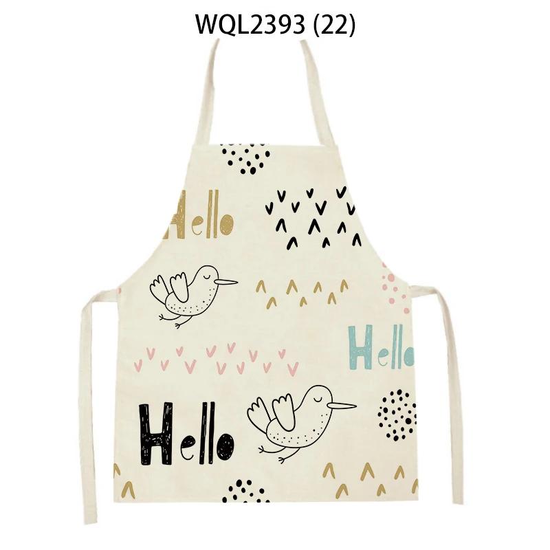 Home Kitchen Cooking Aprons Lovely Animal Bears Printed Sleeveless Linen Colorful Aprons for Men Women Baking Accessories