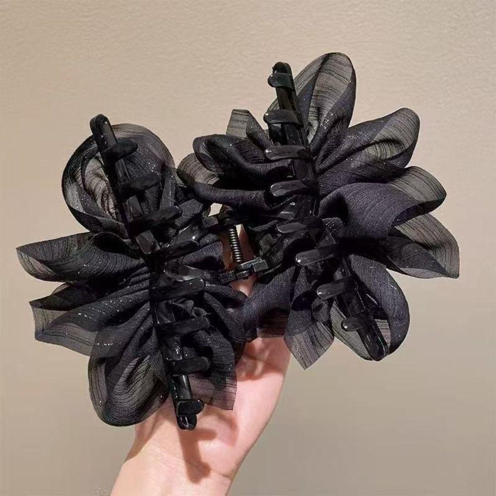 Quality Material Grab Clip Mesh Design Shark Clip Korean Fashion Ponytail Hair Clip  Hair Styling
