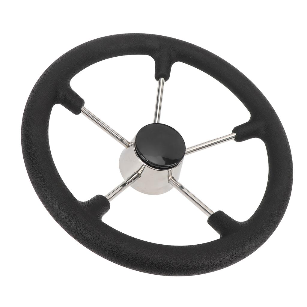 Boat Steering Wheel 5 Spoke Stainless Steel Marine Steering Wheel with PU Foam Grip and Center Cap for Yachts