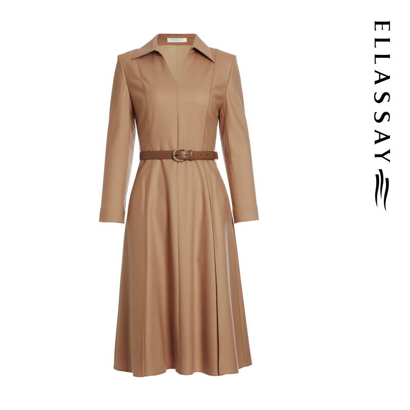 ELLASSAY Women's Merino Wool Blend V-Neck Midi Dress
