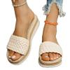 Slope heel cool slippers women's summer new round head hand-woven word with casual thick-soled slippers