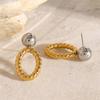 Elegant Stainless Steel Texture Jewelry Set with Round Stripes Designs Includes Necklace Earrings and Bracelet