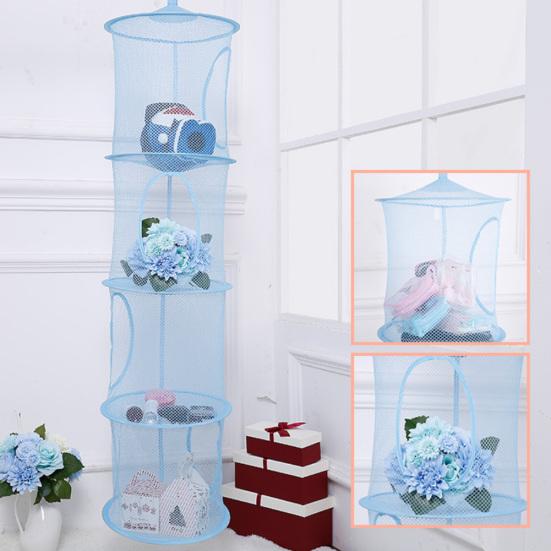 4vrstvý síťovaný skládací dětský úložný regál závěsný koš organizér na drobnosti