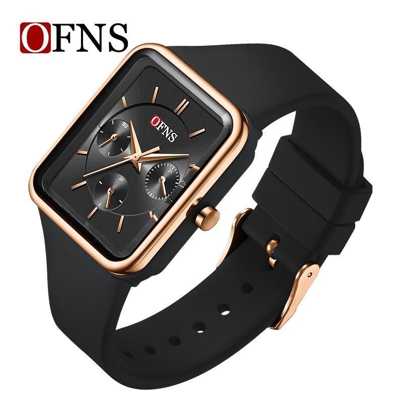 Fashion Women Men Watches Silicone Strap Creative Quartz Watch Square Watch Multi-function Clocks Wristwatch Gift