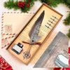 Vintage Map Feather Dip Pen Set Brass Base Wax Seal Stamp Gift Box Holiday Birthday