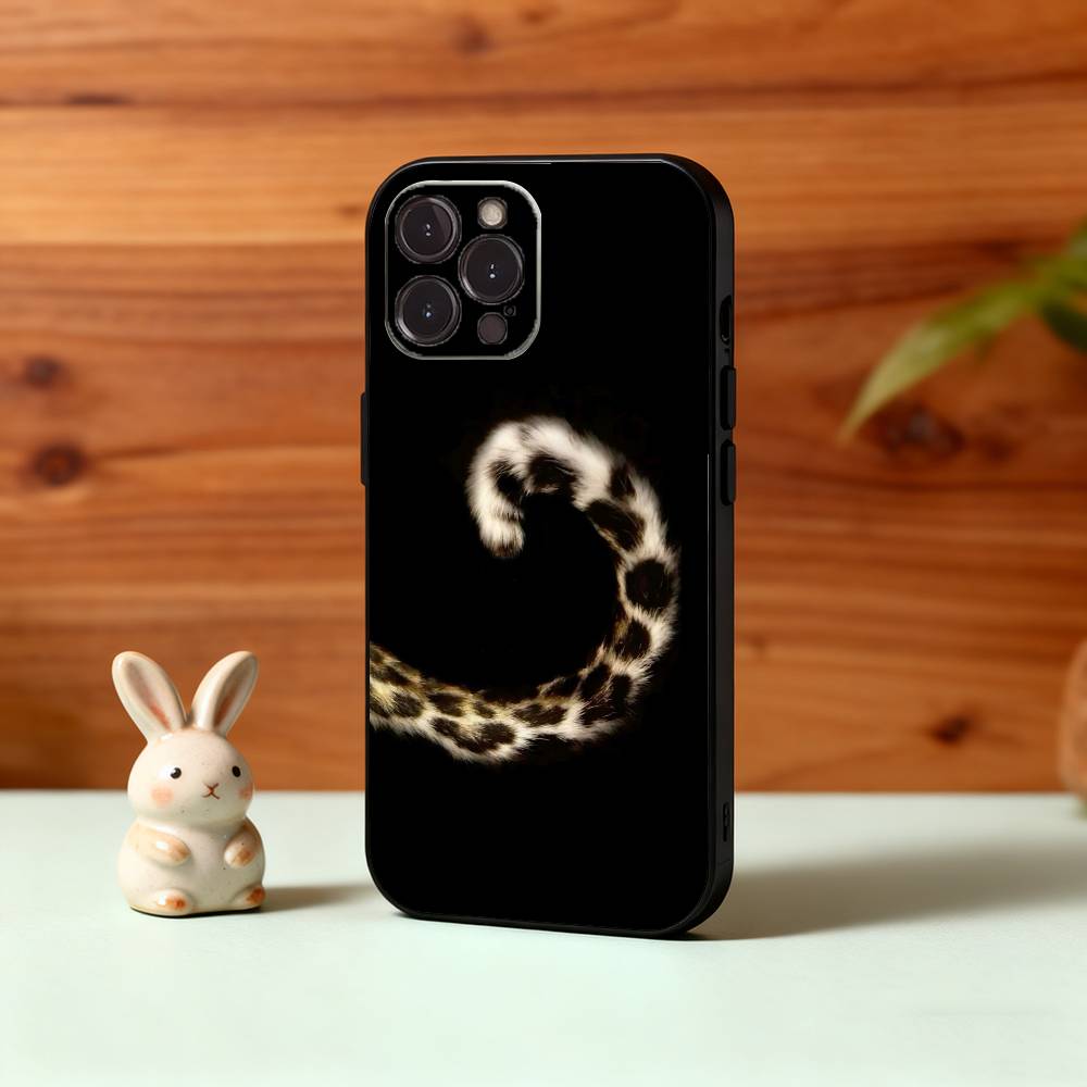 L-Luxury F-Fashion leopard Print Phone Case For iPhone17 16 15 14 13 12 11 Pro Max Plus,5G Soft Black Case