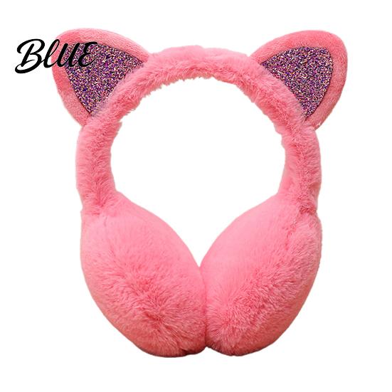 Women Lovely Winter Glitter Earmuff Warmer Shiny Cats Ear Cold Protection