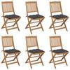 Folding Garden Chairs Set of 6 with Cushions Acacia Wood