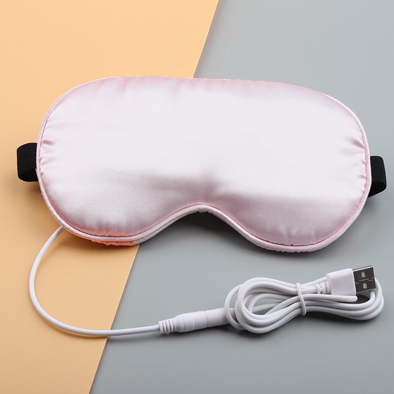 Rechargeable USB Faux Silk Eye Mask with Aroma Bag - Light Blocking, Hot Compress, Relieves Eye Fatigue, Breathable and Soothing for Women.