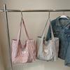 ins stripes about the next bag, students' new versatile large-capacity shopping bag, simple tote casual commuter shoulder bag