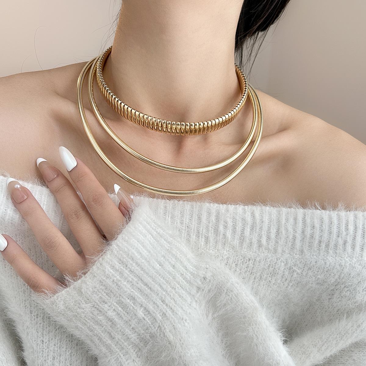 

Многоярусный Панк-Цепочка Чокер - Металлическое Ожерелье в Европейском и Американском Стиле для Женщин