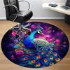 1pc Peacock Flowers Office Round Area Rug, Indoor Mat Suitable ForOffice, Under Office Chairs Bedroom Living Room Home Decor, Room Deco, D066