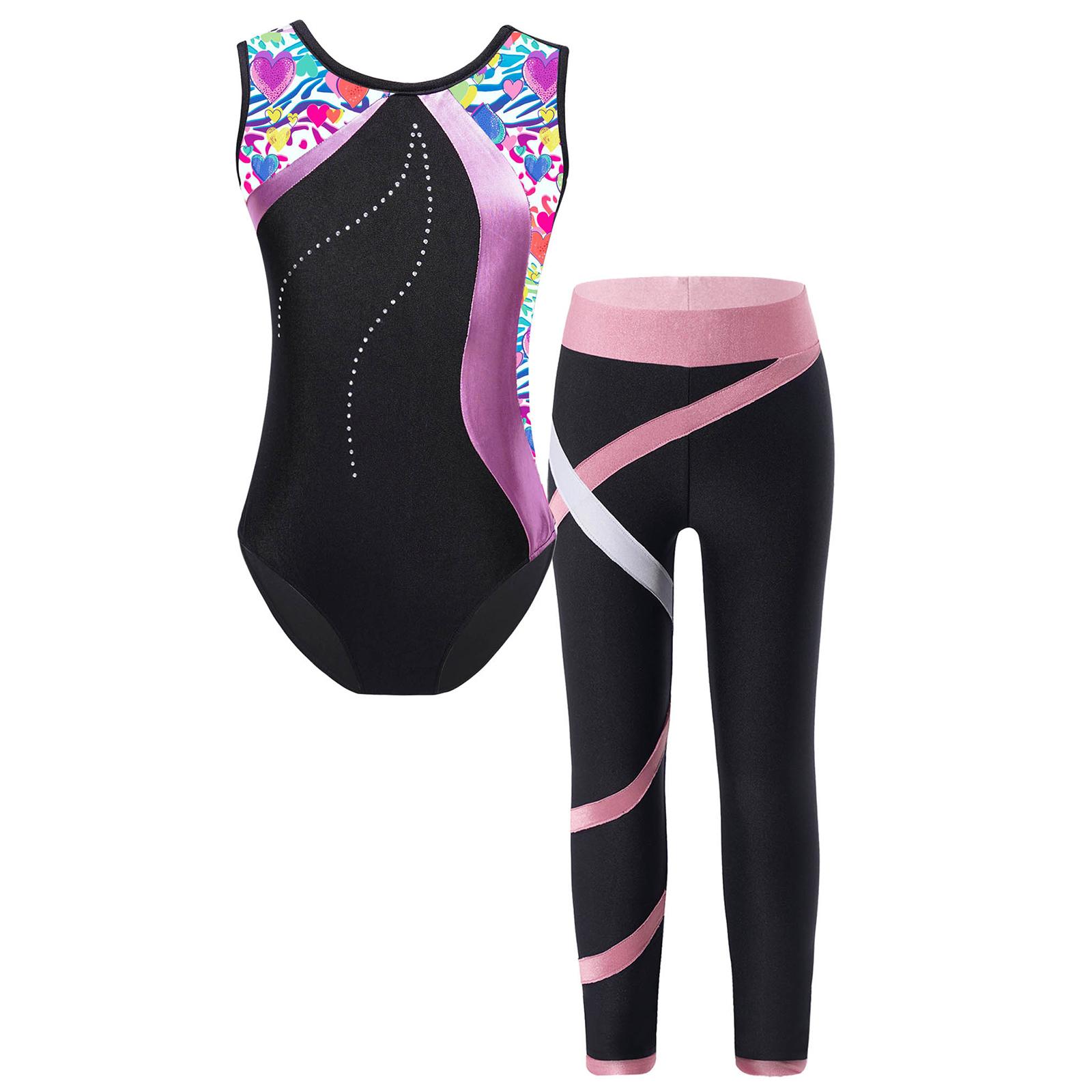 

Дитяче трико без рукавів у стилі печворк із кольоровими блоками для гімнастики та спортивних виступів 13-14 Years рожевий/чорний